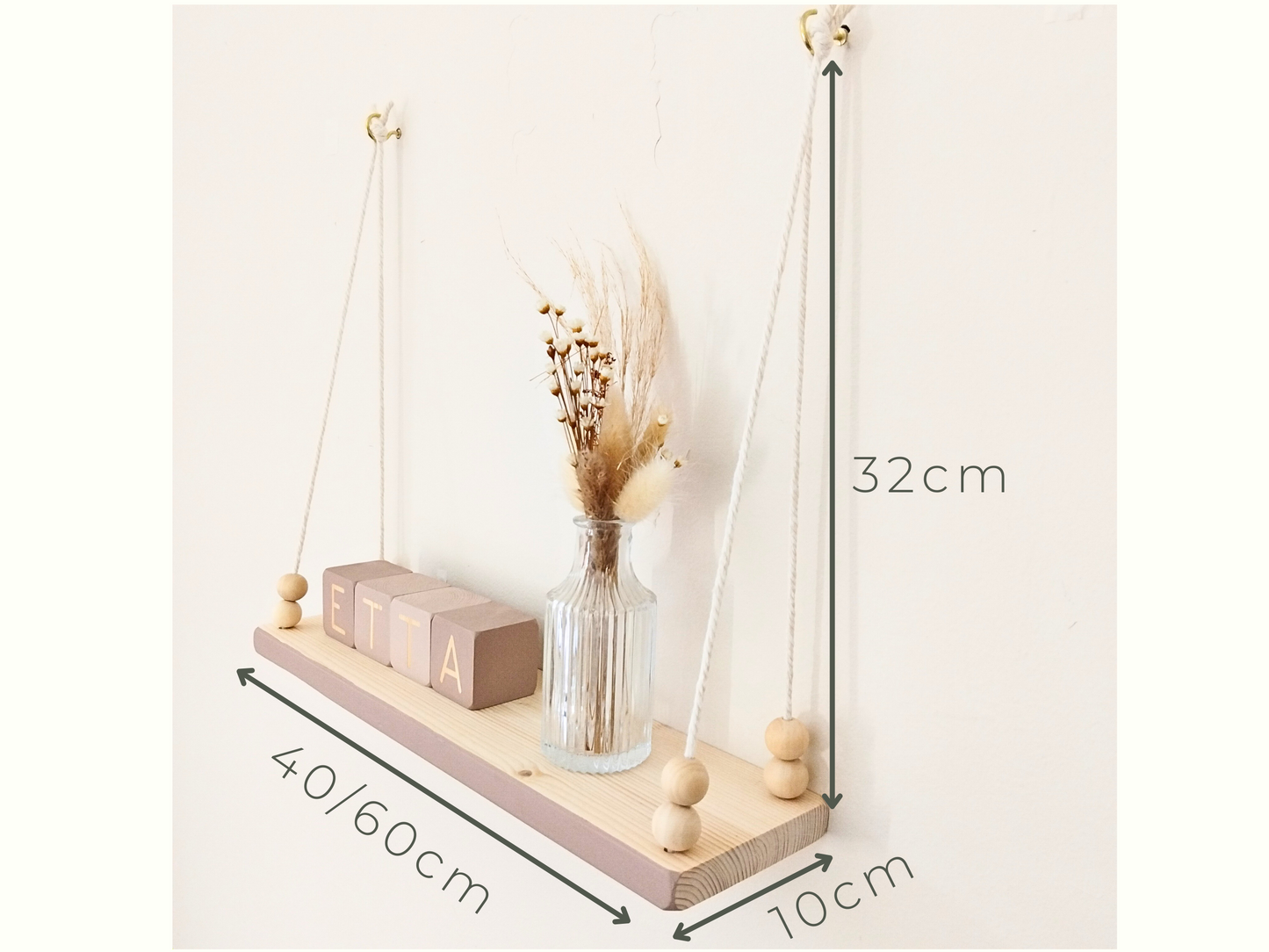 Wooden Nursery Swing Shelf With Bobbin Beaded Trim
