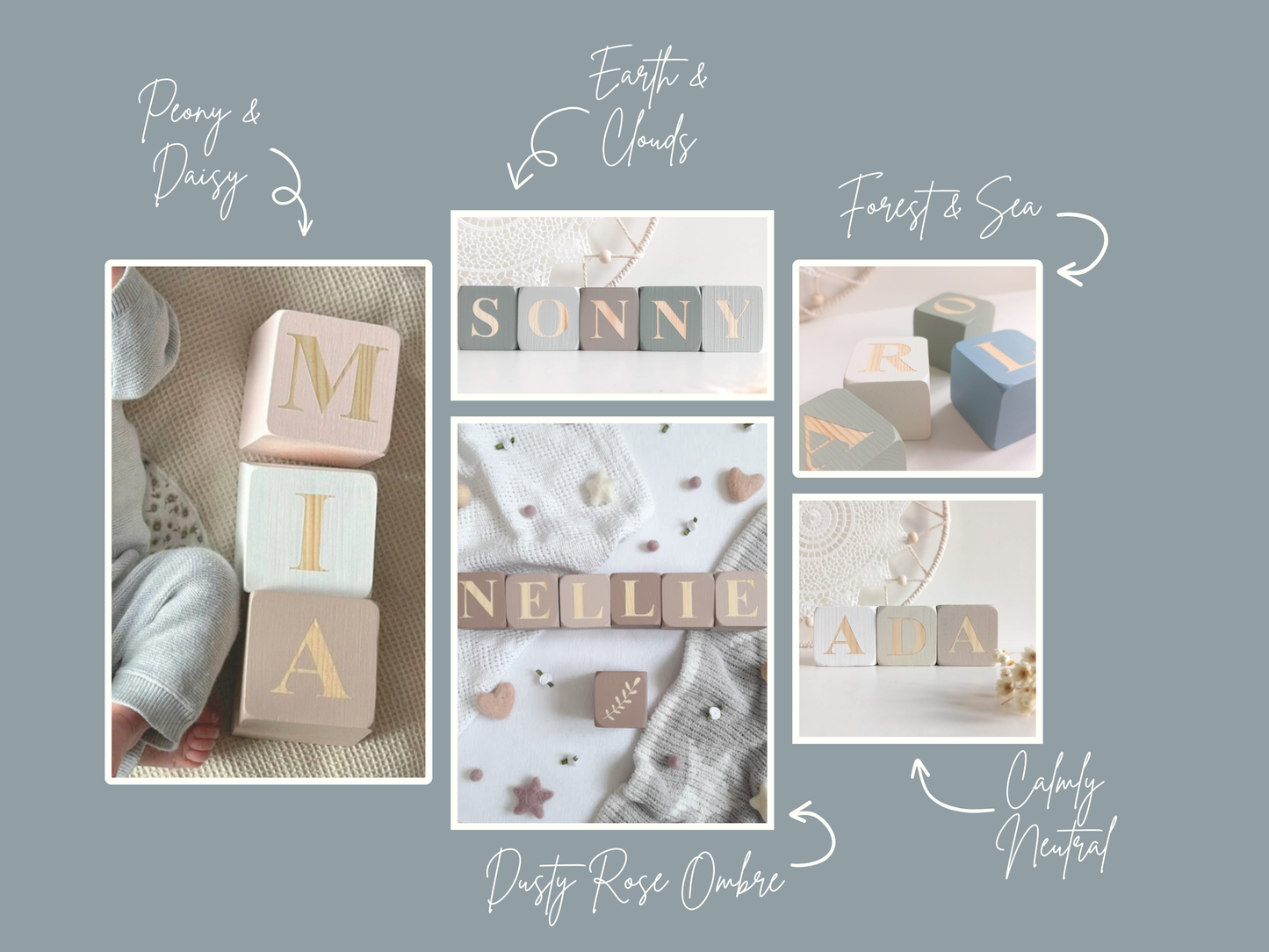 Baby Name Blocks - Painted 7cm