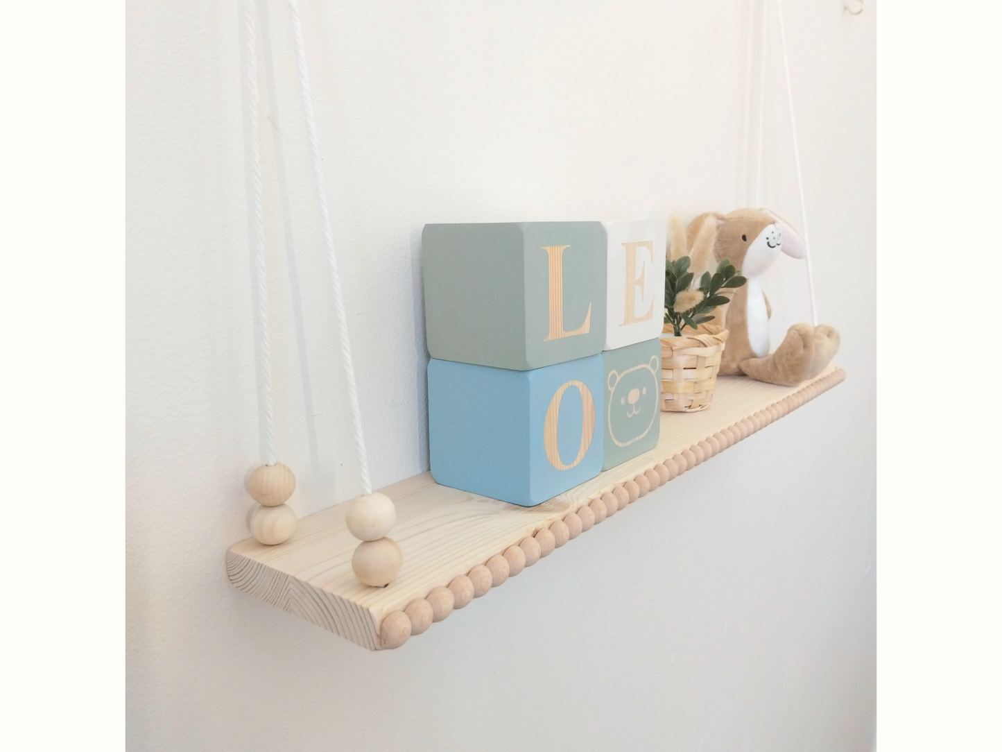 Wooden Nursery Swing Shelf With Bobbin Beaded Trim